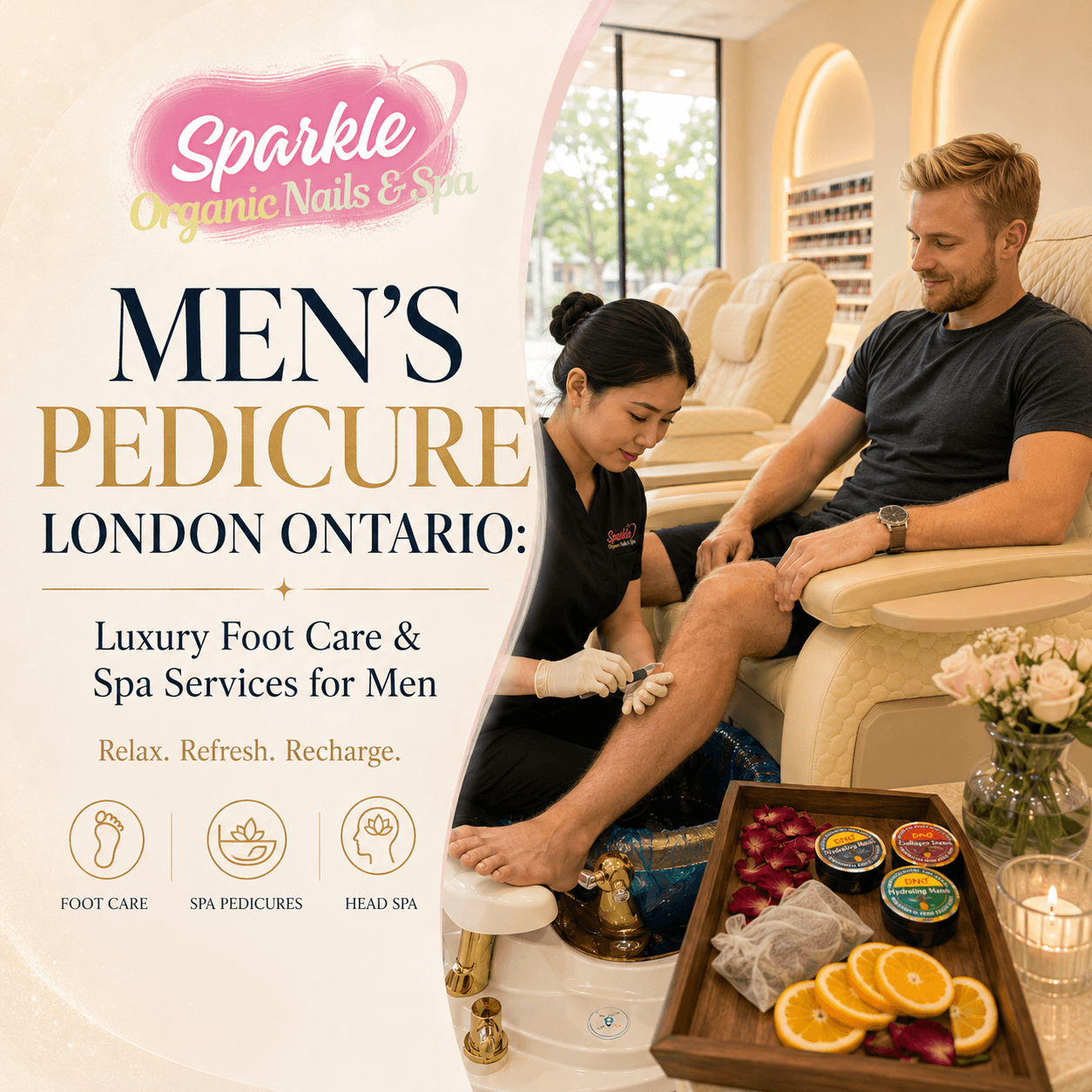 Men's Pedicure London Ontario: Luxury Foot Care & Spa Services for Men Men's pedicure London Ontario at Sparkle Organic Nails & Spa